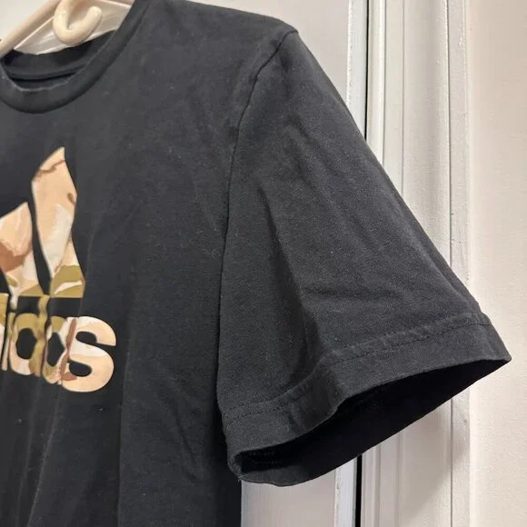 adidas Camouflage Logo Black Short Sleeve T-Shirt Men’s Size Small Military Army - Picture 7 of 15